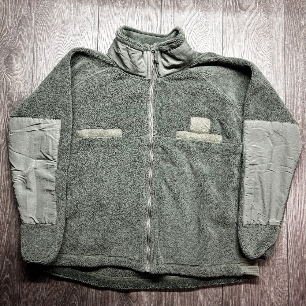 Polartec Military Fleece Jacket Mens Large Foliage Green Full Zip Tactical Layer